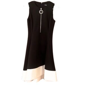 DKNY size 2 women’s small flowy dress luxe premium silver o zipper sleevelesss